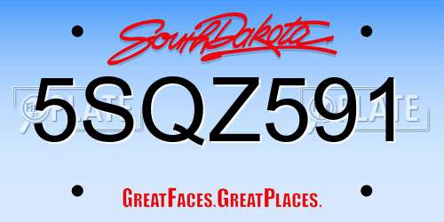 5SQZ591 South Dakota License Plate