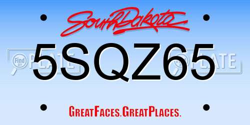 5SQZ65 South Dakota License Plate