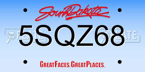 5SQZ68 South Dakota License Plate