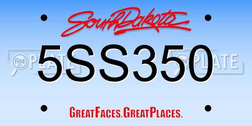5SS350 South Dakota License Plate