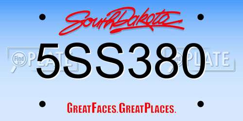5SS380 South Dakota License Plate