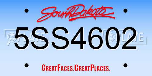 5SS4602 South Dakota License Plate