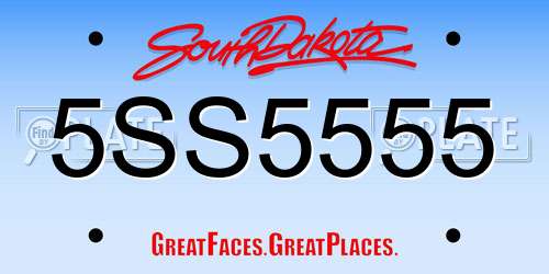 5SS5555 South Dakota License Plate