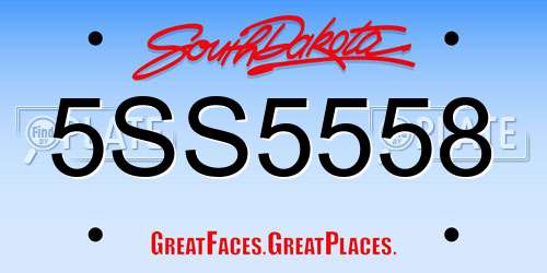 5SS5558 South Dakota License Plate