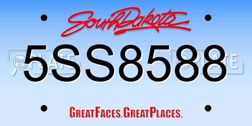 5SS8588 South Dakota License Plate