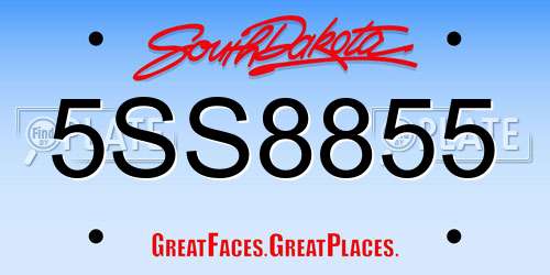 5SS8855 South Dakota License Plate