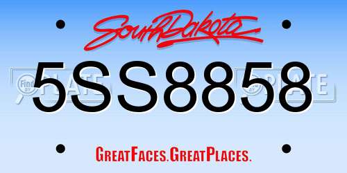 5SS8858 South Dakota License Plate