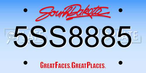 5SS8885 South Dakota License Plate