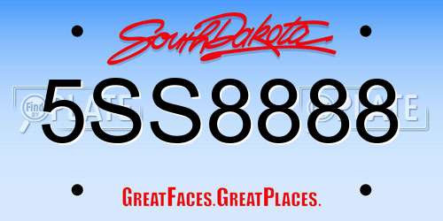 5SS8888 South Dakota License Plate