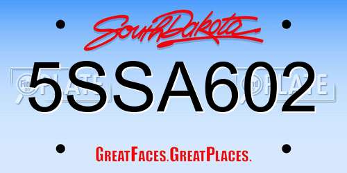 5SSA602 South Dakota License Plate