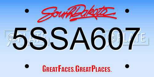 5SSA607 South Dakota License Plate