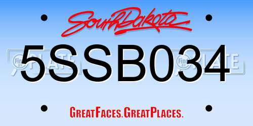 5SSB034 South Dakota License Plate