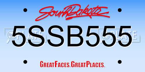 5SSB555 South Dakota License Plate