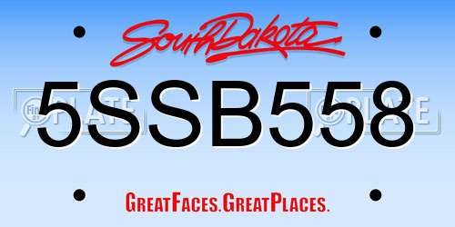 5SSB558 South Dakota License Plate