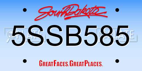 5SSB585 South Dakota License Plate