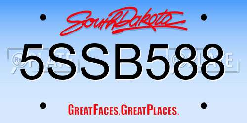 5SSB588 South Dakota License Plate