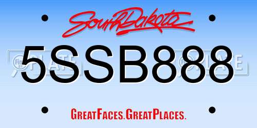 5SSB888 South Dakota License Plate