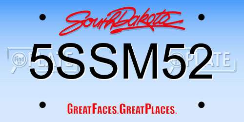 5SSM52 South Dakota License Plate