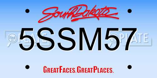5SSM57 South Dakota License Plate