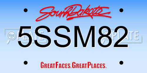 5SSM82 South Dakota License Plate