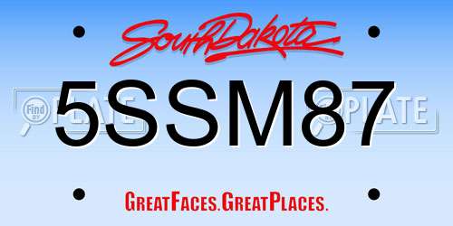 5SSM87 South Dakota License Plate