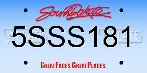 5SSS181 South Dakota License Plate