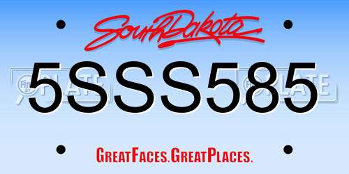 5SSS585 South Dakota License Plate