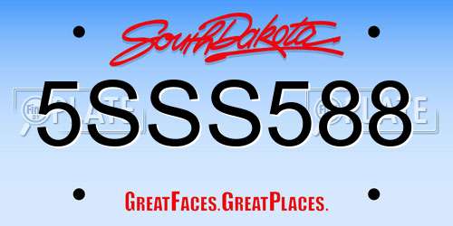 5SSS588 South Dakota License Plate