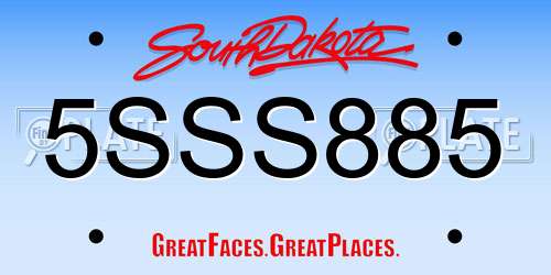 5SSS885 South Dakota License Plate