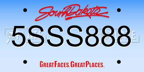 5SSS888 South Dakota License Plate