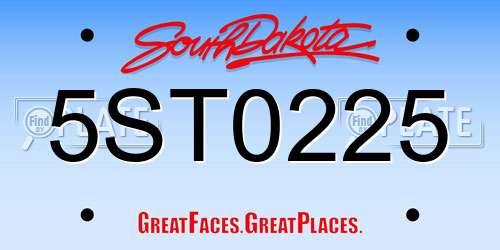 5ST0225 South Dakota License Plate