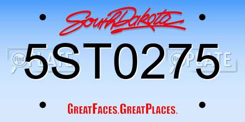 5ST0275 South Dakota License Plate
