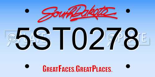 5ST0278 South Dakota License Plate