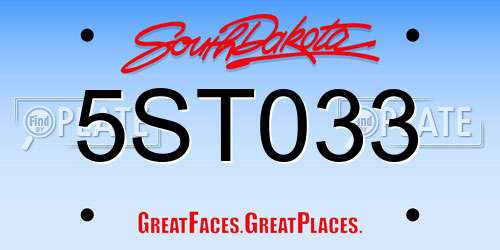5ST033 South Dakota License Plate