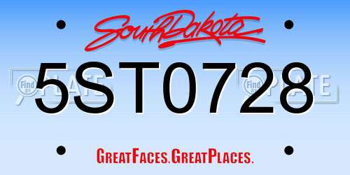 5ST0728 South Dakota License Plate