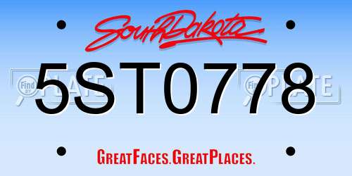 5ST0778 South Dakota License Plate