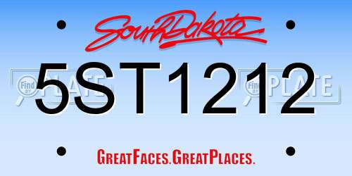 5ST1212 South Dakota License Plate
