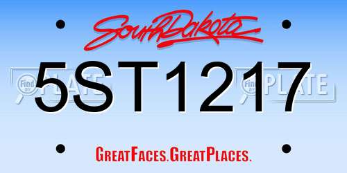5ST1217 South Dakota License Plate