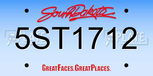 5ST1712 South Dakota License Plate