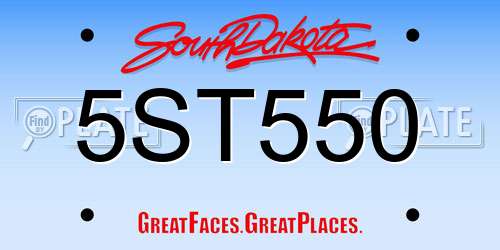 5ST550 South Dakota License Plate