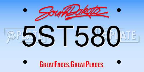 5ST580 South Dakota License Plate