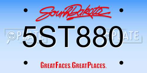 5ST880 South Dakota License Plate