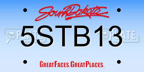 5STB13 South Dakota License Plate