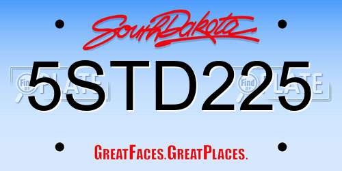 5STD225 South Dakota License Plate