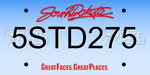 5STD275 South Dakota License Plate