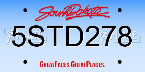 5STD278 South Dakota License Plate