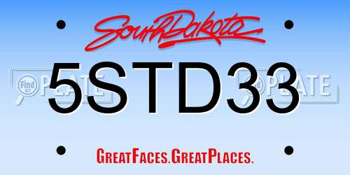 5STD33 South Dakota License Plate