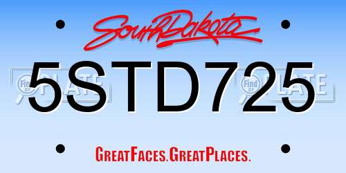 5STD725 South Dakota License Plate