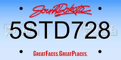 5STD728 South Dakota License Plate