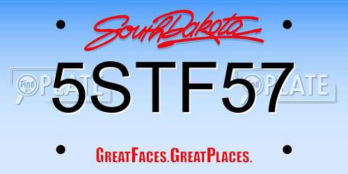 5STF57 South Dakota License Plate